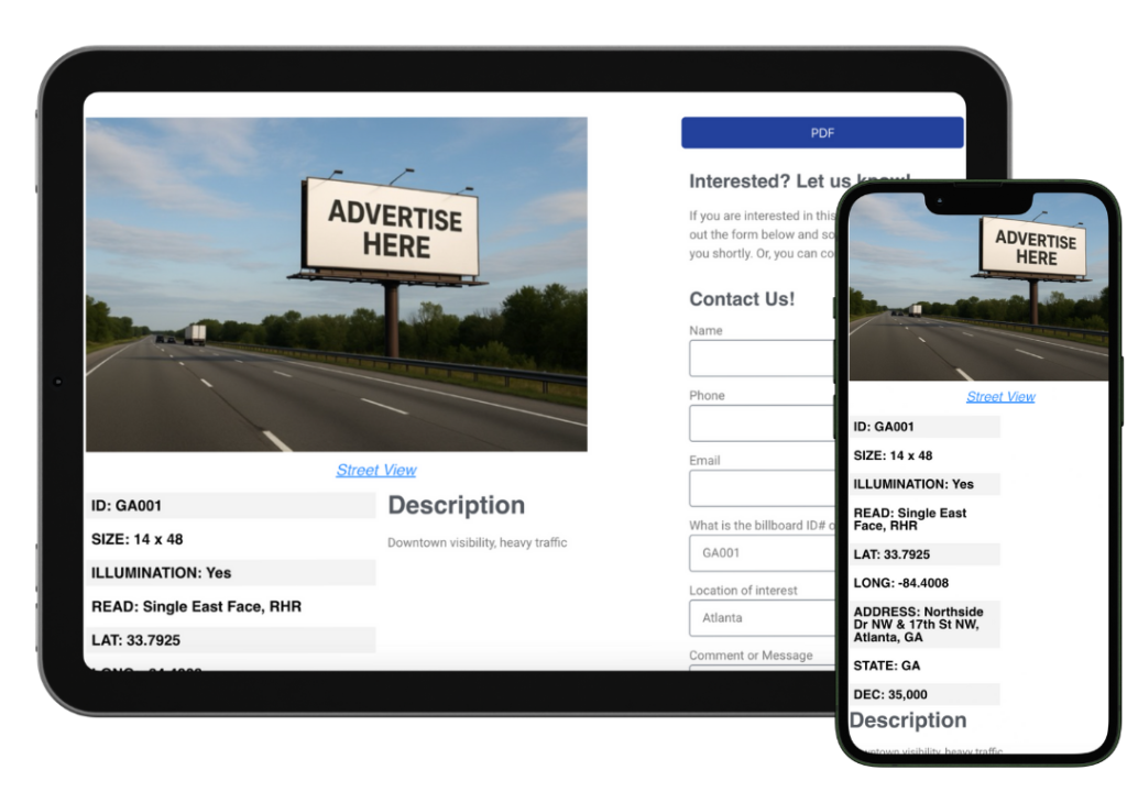 Billboard website services, image of dynamic website mobile optimized