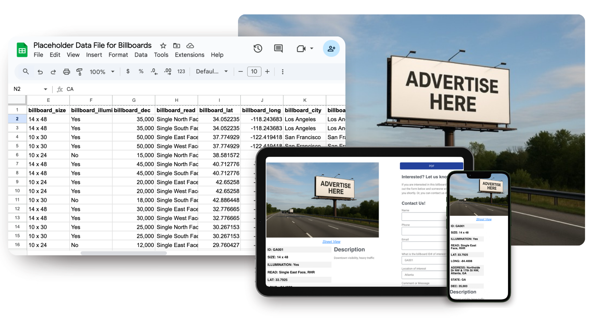 Billboard website services, image of dynamic website mobile optimized